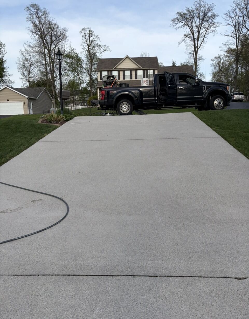 Commercial driveway pressure washing