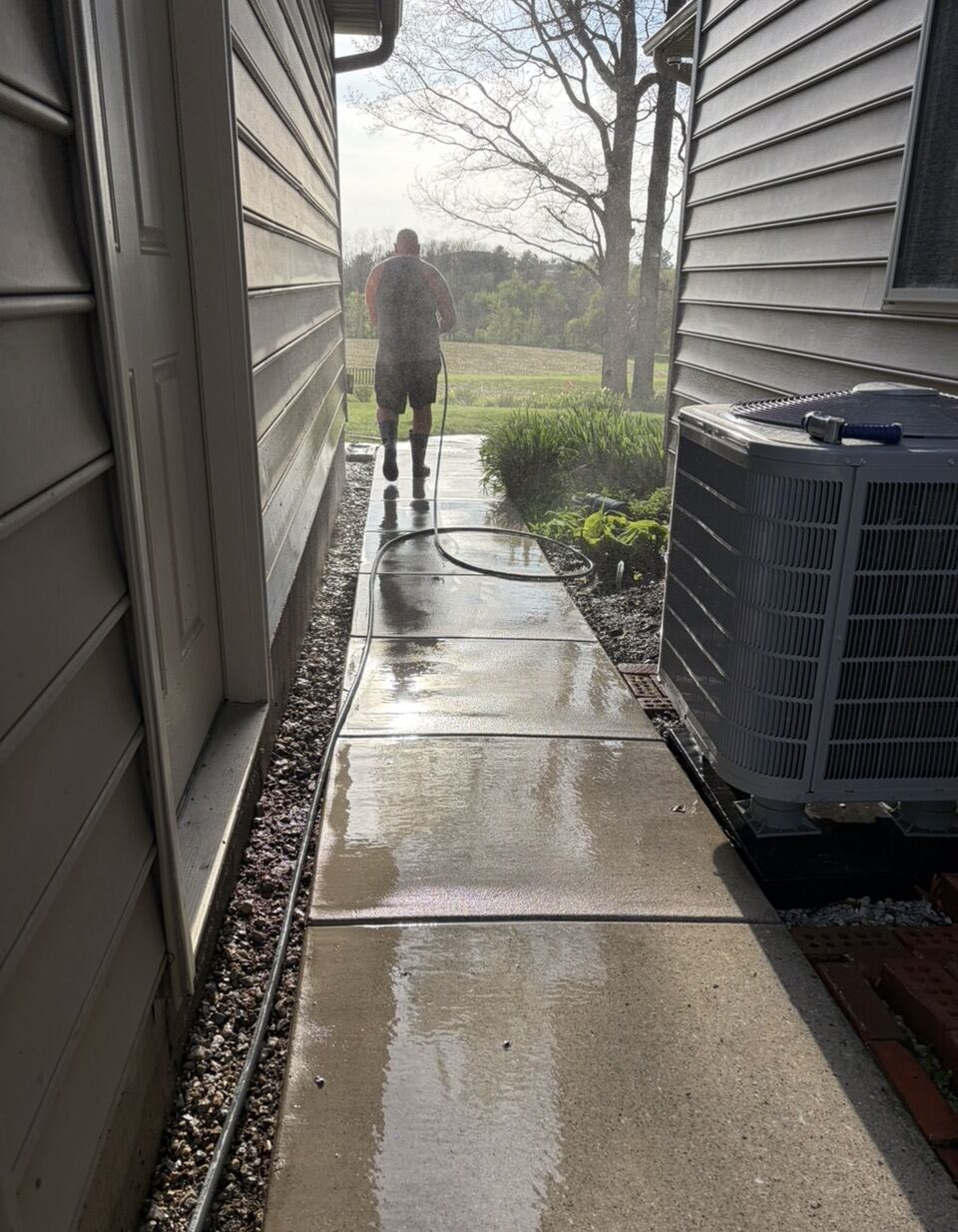 Commercial walkway pressure washing